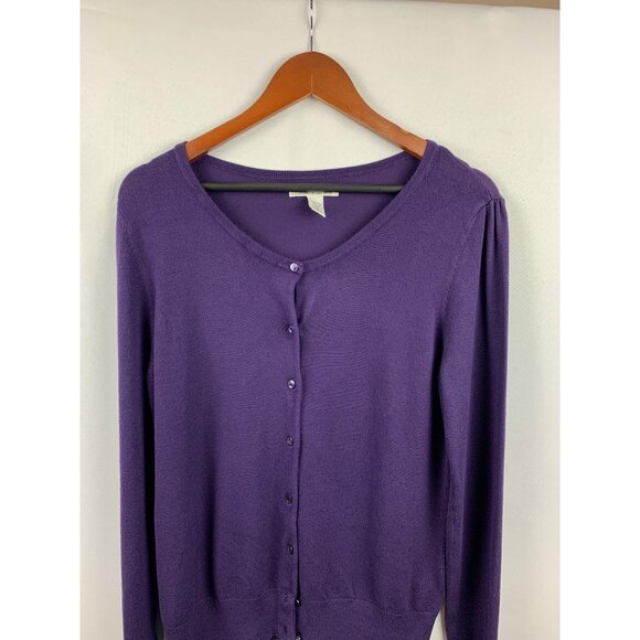 Kenneth Cole Womens Purple Button-Front Cardigan Sweater S - Picture 2 of 5